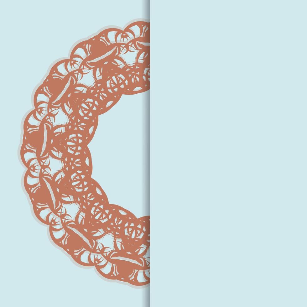 The postcard is aquamarine with a luxurious coral pattern and is ready for printing. vector