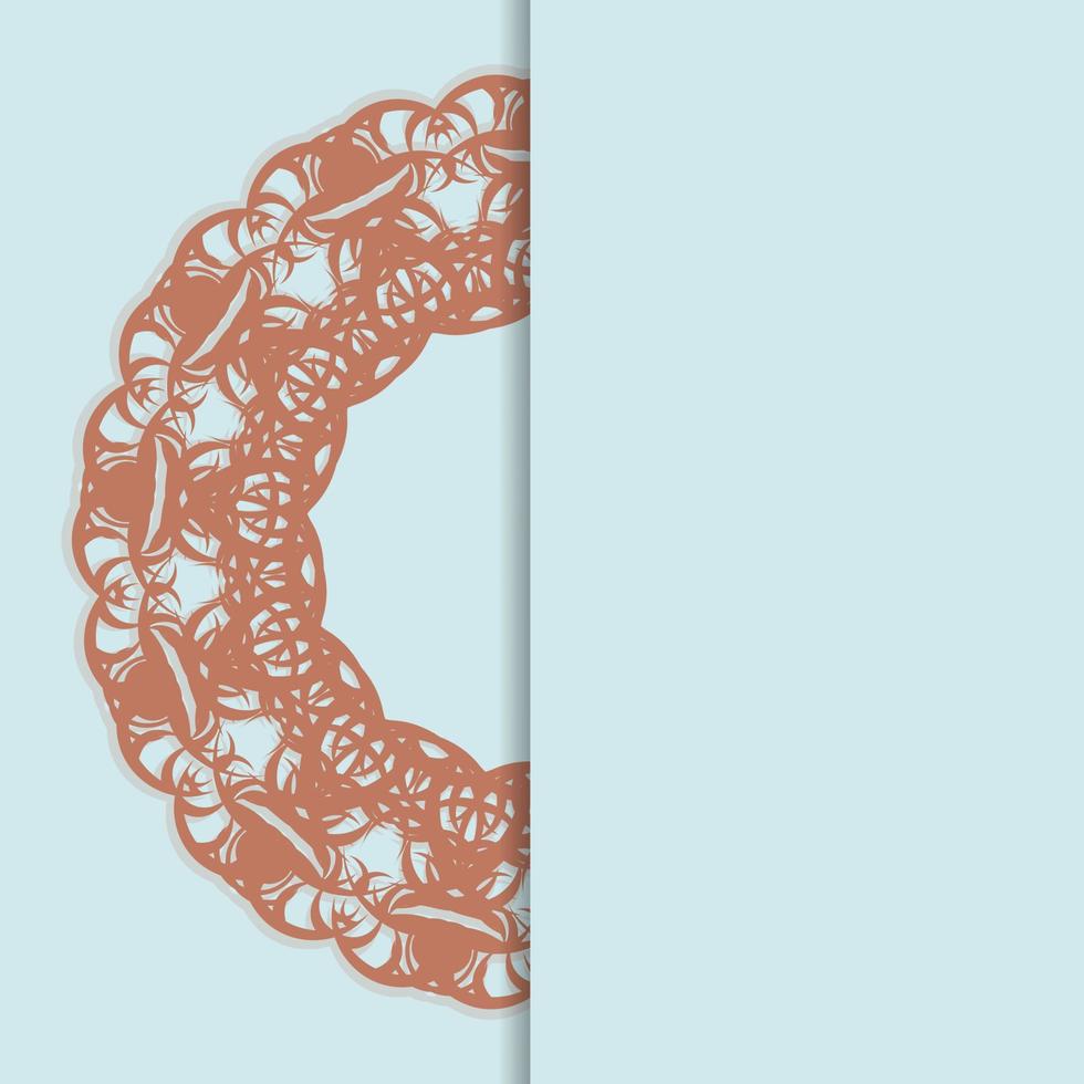 The postcard is aquamarine with a luxurious coral pattern and is ready for printing. vector