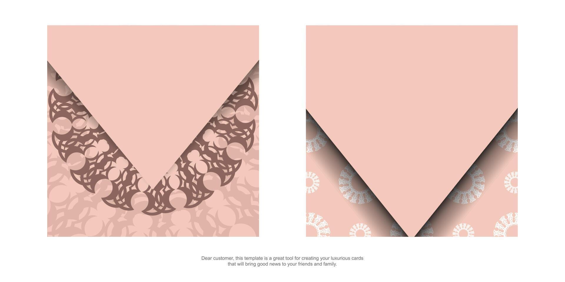 Congratulatory leaflet in pink color with Indian pattern for your design. vector