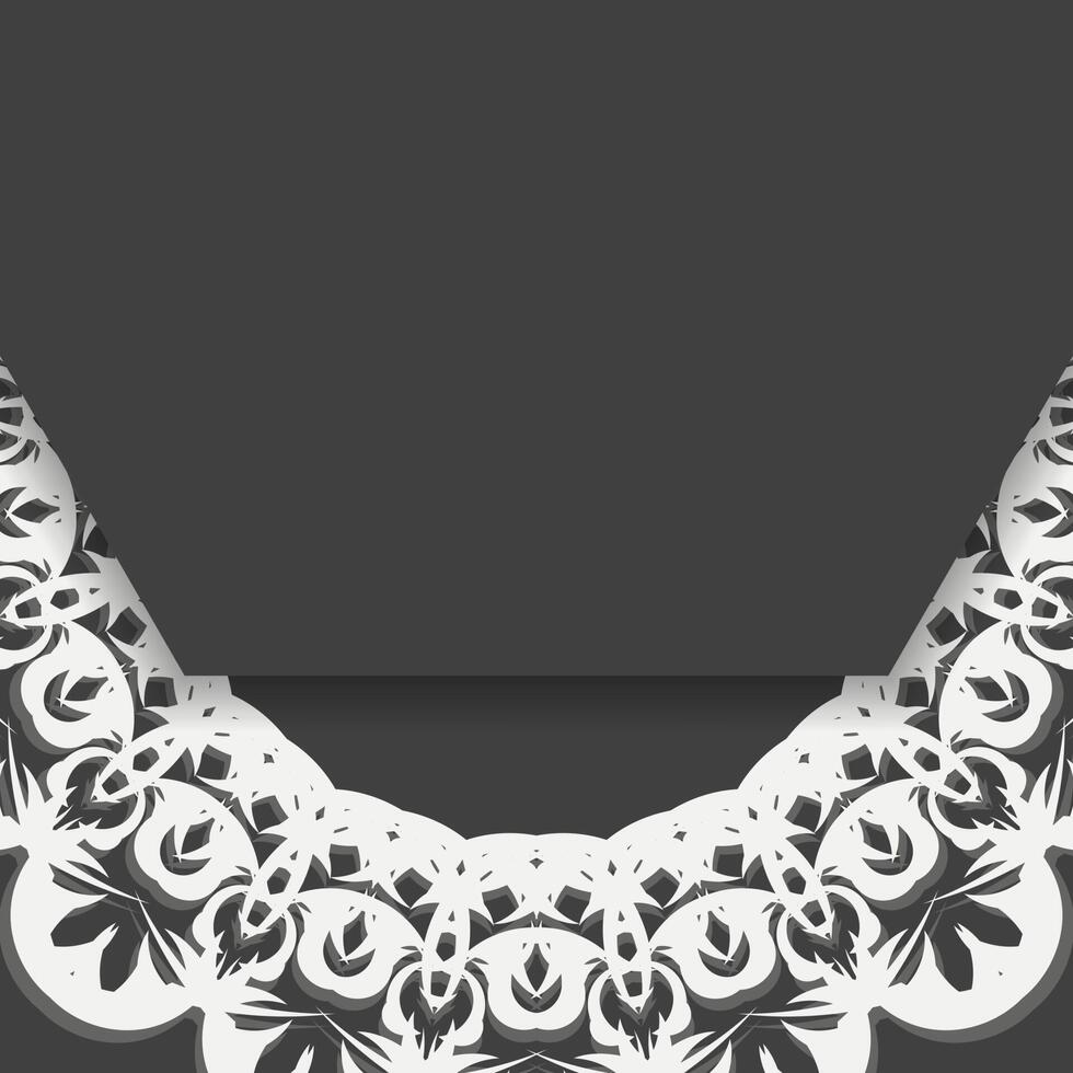The postcard is in black color with a luxurious white pattern, ready for printing. vector