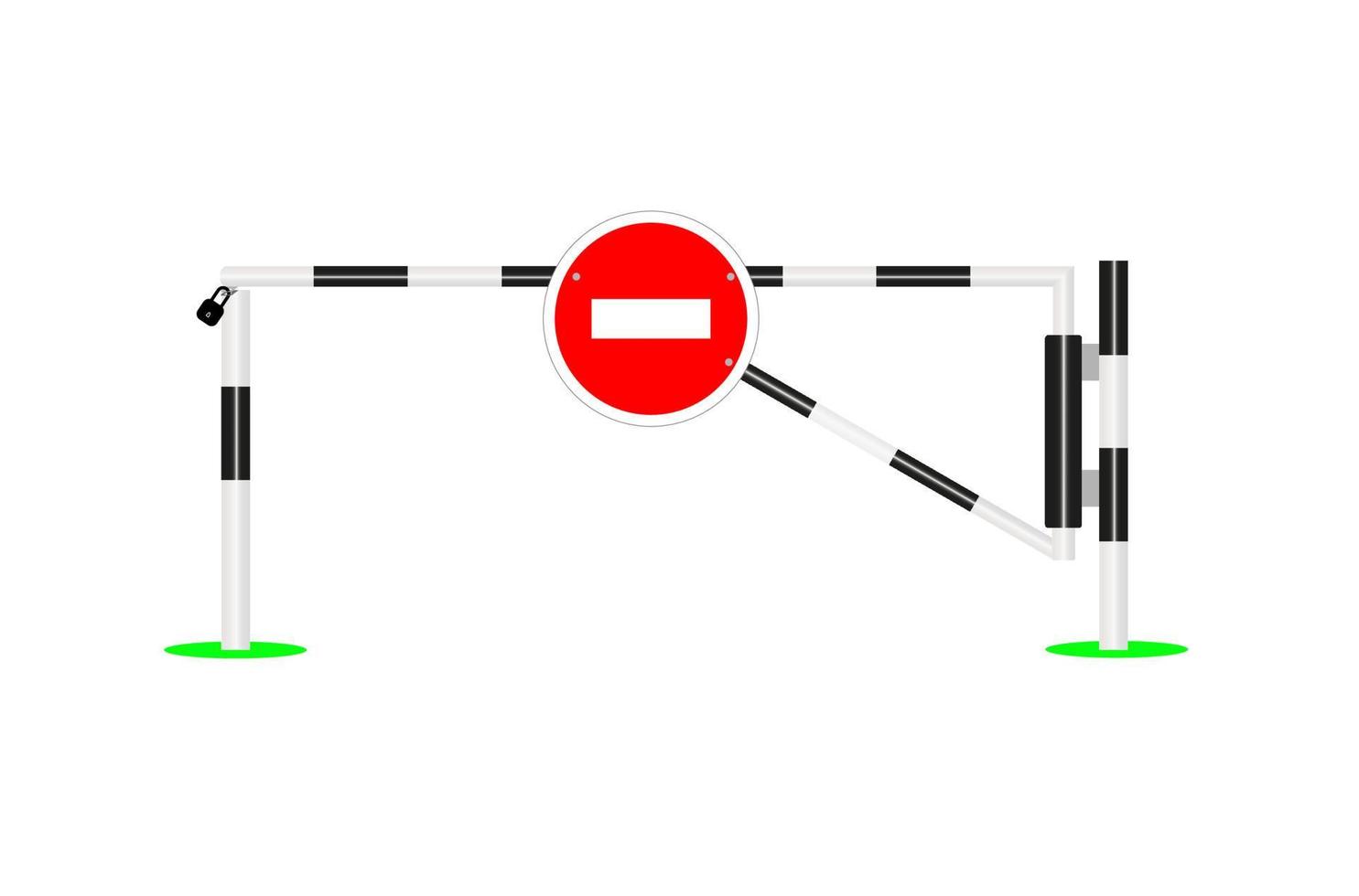 Closed barrier with a prohibition sign. Striped closed barrier gate vector