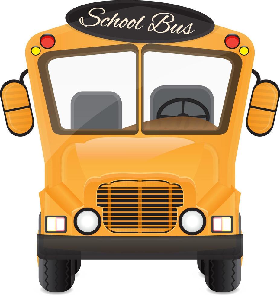 yellow school bus illustration front view vector