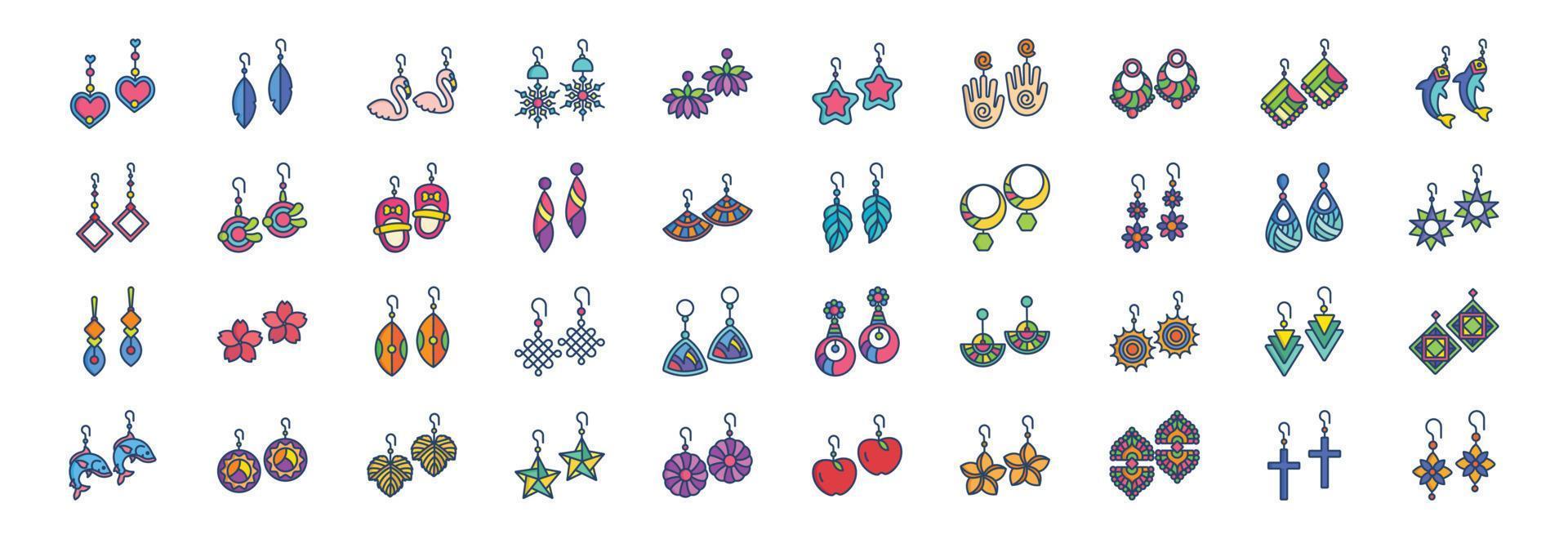 Collection of icons related to Earrings, including icons like Jewelry, gift and more. vector illustrations, Pixel Perfect set
