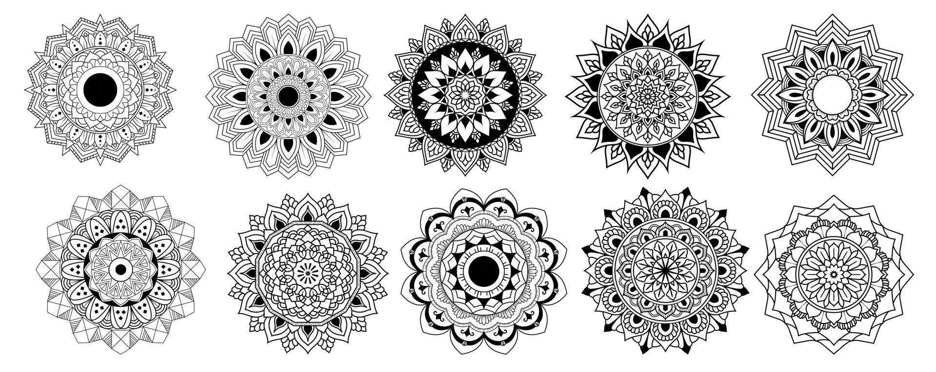 Geometric circular ornament set, Vintage decorative elements, Set of hand drawing mandala elements vector