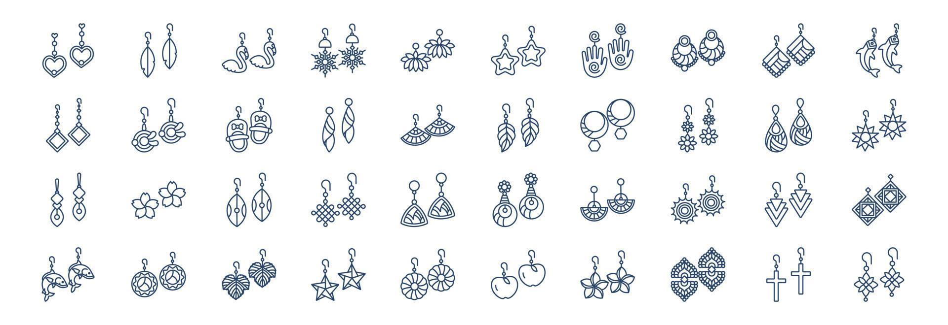 colección de íconos relacionados con aretes, incluidos íconos como joyas, regalos y más. ilustraciones vectoriales, conjunto perfecto de píxeles vector