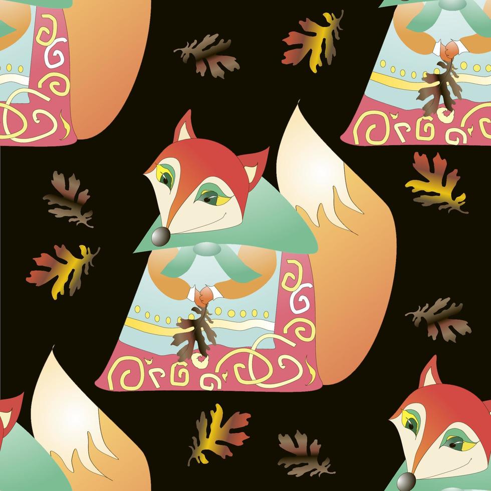 Vector seamless pattern with cartoon fox. Animal print. children background. Baby illustration