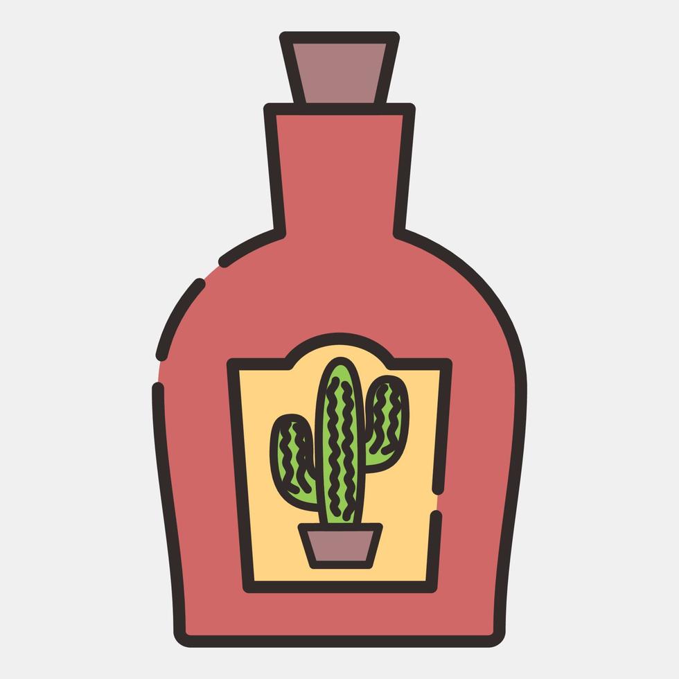 Icon tequila. Day of the dead celebration elements. Icons in filled line style. Good for prints, posters, logo, party decoration, greeting card, etc. vector