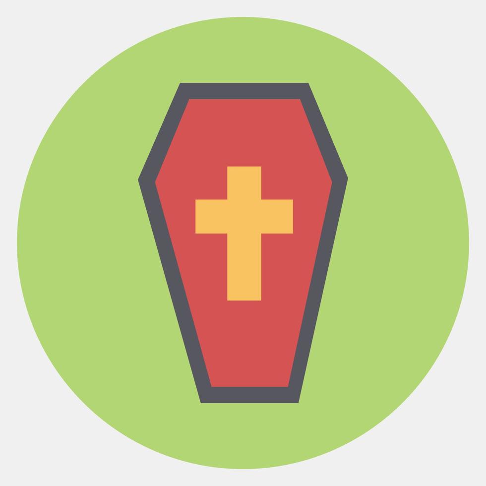Icon coffin. Day of the dead celebration elements. Icons in color mate style. Good for prints, posters, logo, party decoration, greeting card, etc. vector