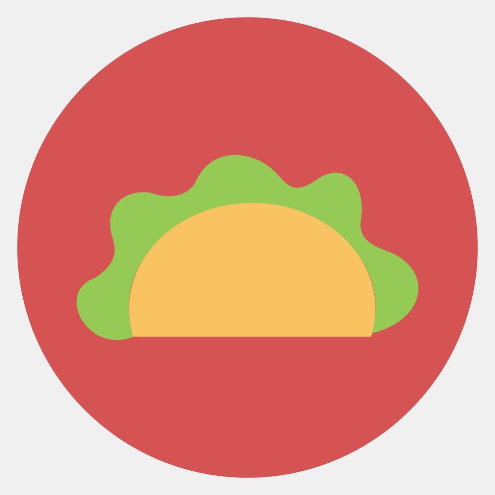 taco de icono. elementos de celebración del día de los muertos. iconos en estilo mate de color. bueno para impresiones, carteles, logotipos, decoración de fiestas, tarjetas de felicitación, etc. vector