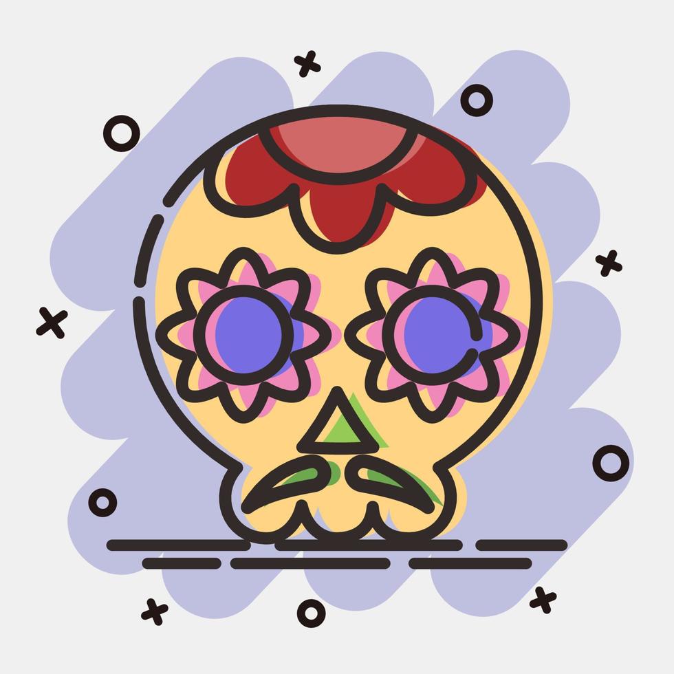 Icon sugar skull. Day of the dead celebration elements. Icons in comic style. Good for prints, posters, logo, party decoration, greeting card, etc. vector