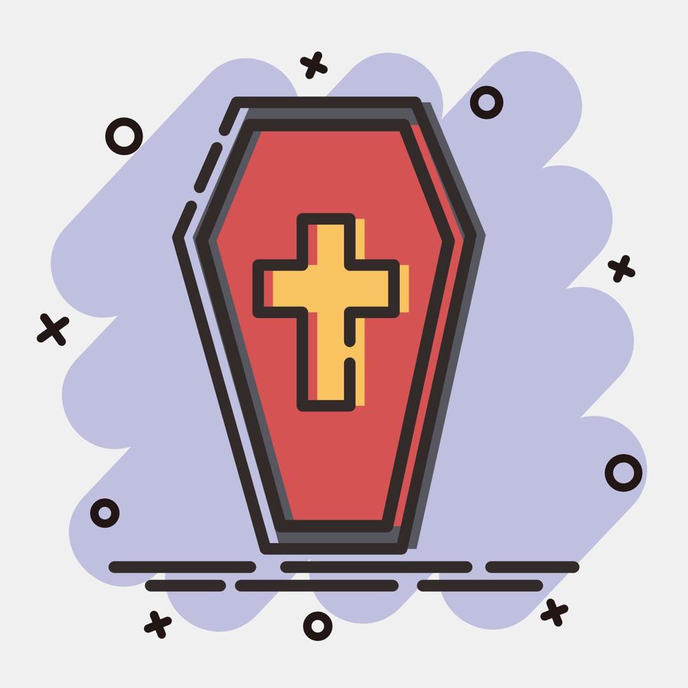 Icon coffin. Day of the dead celebration elements. Icons in comic style. Good for prints, posters, logo, party decoration, greeting card, etc. vector