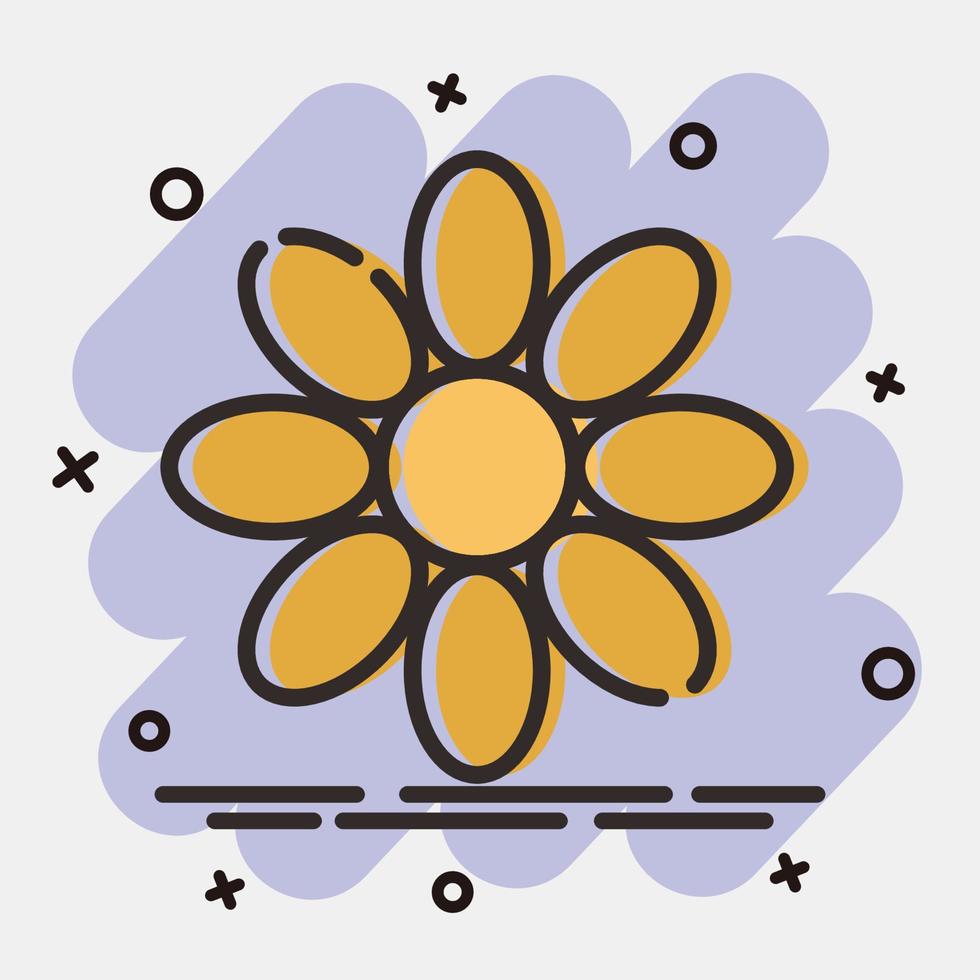 icono de flor de caléndula. día de los elementos muertos. iconos en estilo cómico. bueno para impresiones, carteles, folletos, decoración de fiestas, tarjetas de felicitación, etc. vector