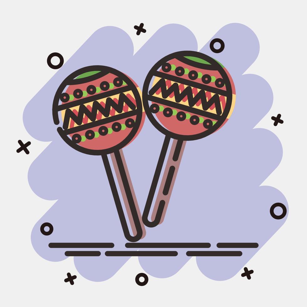 Icon maraca. Day of the dead celebration elements. Icons in comic style. Good for prints, posters, logo, party decoration, greeting card, etc. vector