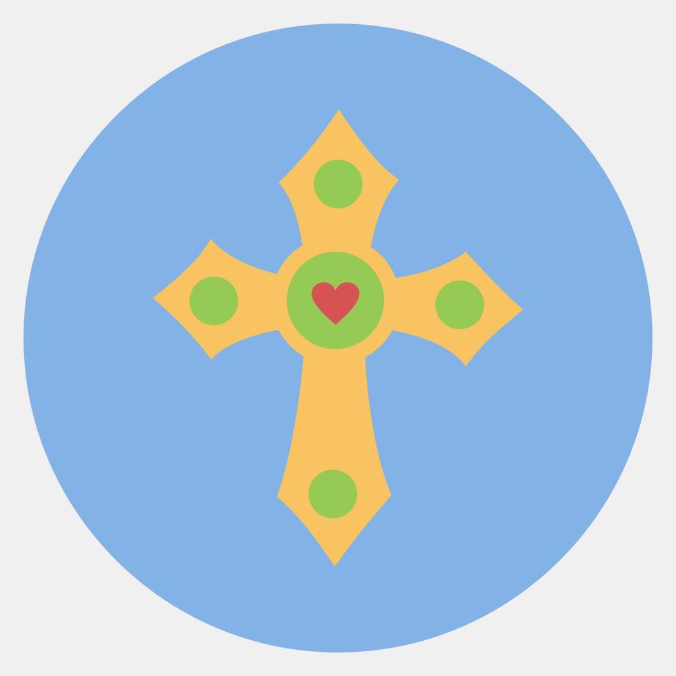 Icon cross. Day of the dead celebration elements. Icons in color mate style. Good for prints, posters, logo, party decoration, greeting card, etc. vector