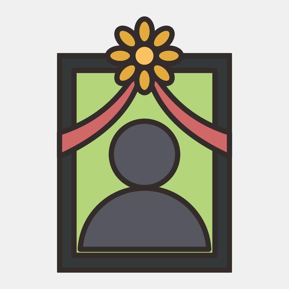 foto icono de los muertos. elementos de celebración del día de los muertos. iconos en estilo de línea rellena. bueno para impresiones, carteles, logotipos, decoración de fiestas, tarjetas de felicitación, etc. vector