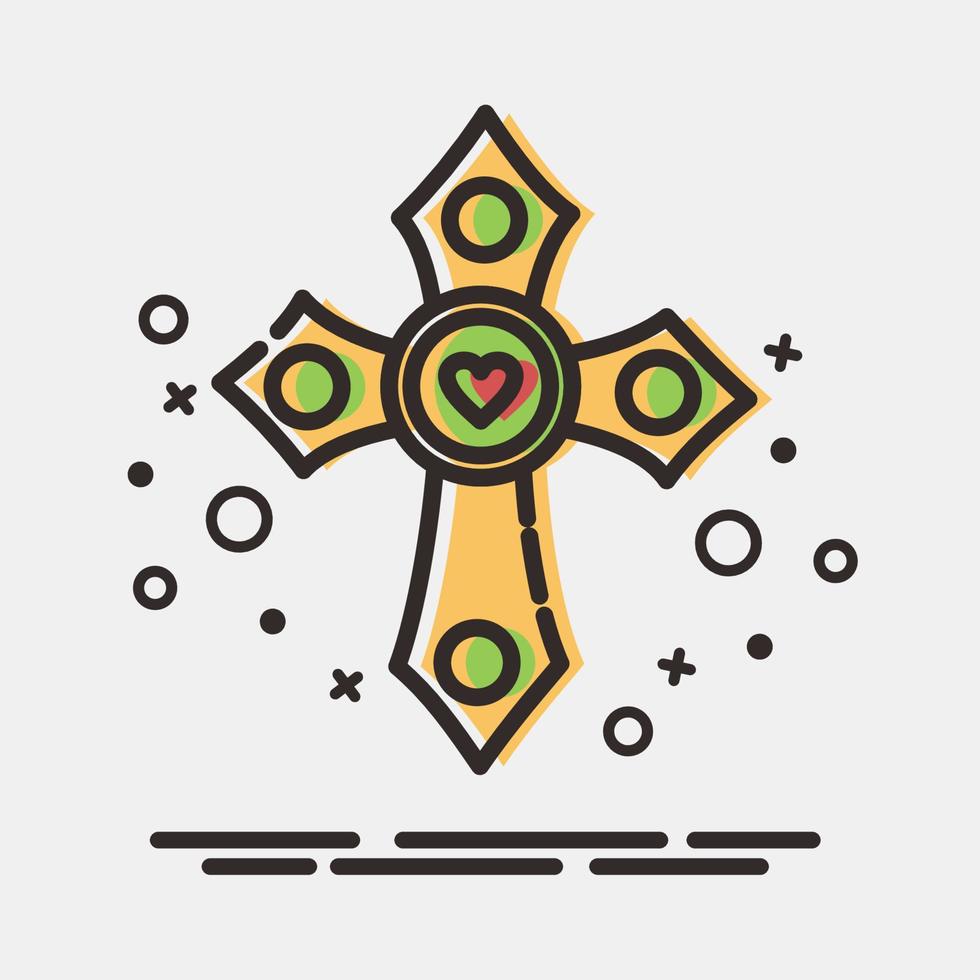 cruz de icono elementos de celebración del día de los muertos. iconos en estilo mbe. bueno para impresiones, carteles, logotipos, decoración de fiestas, tarjetas de felicitación, etc. vector