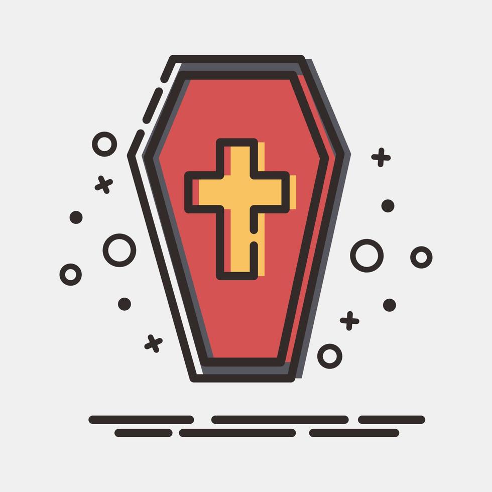 Icon coffin. Day of the dead celebration elements. Icons in MBE style. Good for prints, posters, logo, party decoration, greeting card, etc. vector