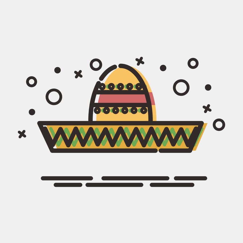 Icon sombrero hat. Day of the dead celebration elements. Icons in MBE style. Good for prints, posters, logo, party decoration, greeting card, etc. vector