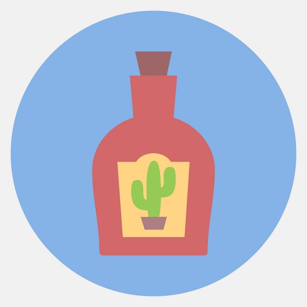 icono de tequila. elementos de celebración del día de los muertos. iconos en estilo mate de color. bueno para impresiones, carteles, logotipos, decoración de fiestas, tarjetas de felicitación, etc. vector