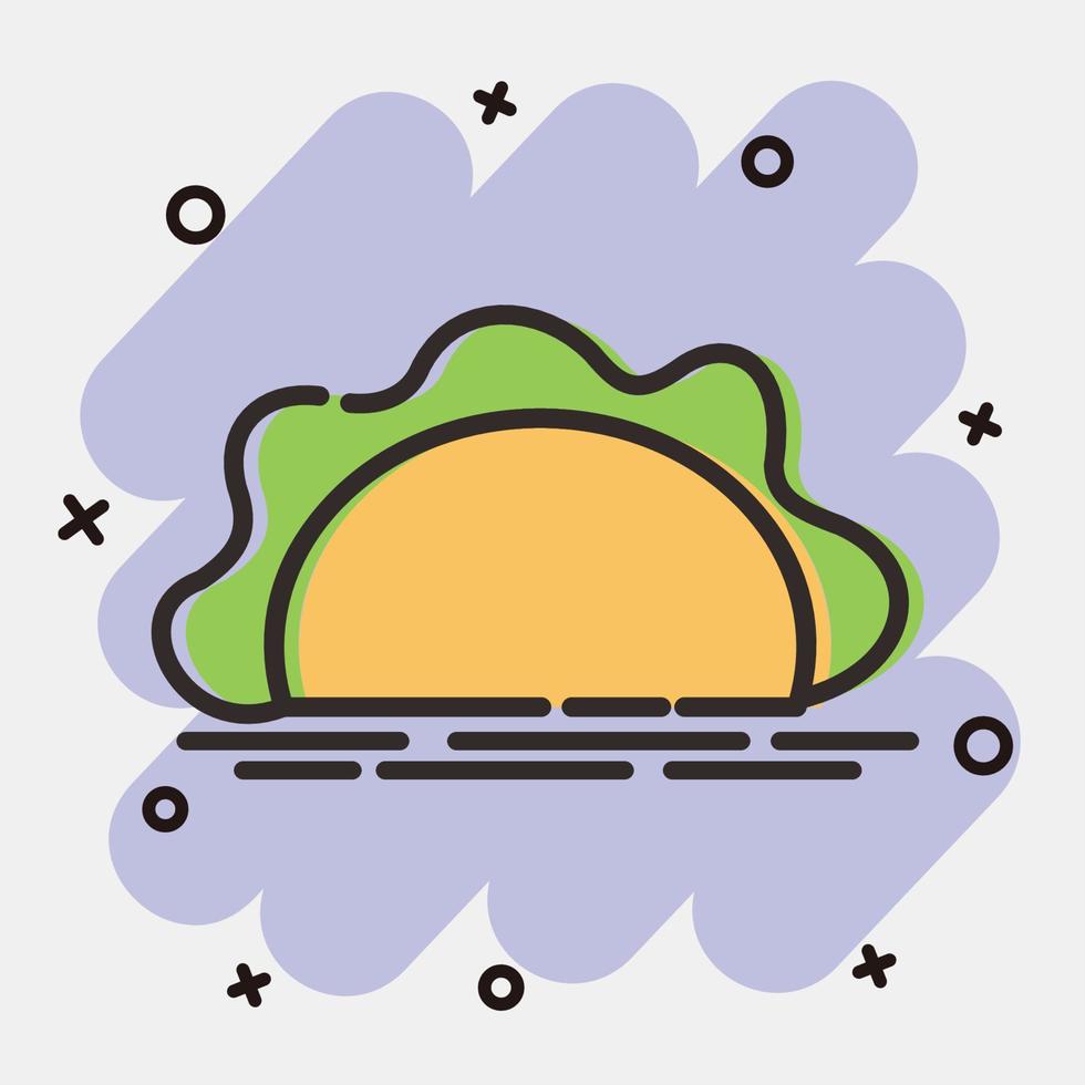Icon taco. Day of the dead celebration elements. Icons in comic style. Good for prints, posters, logo, party decoration, greeting card, etc. vector