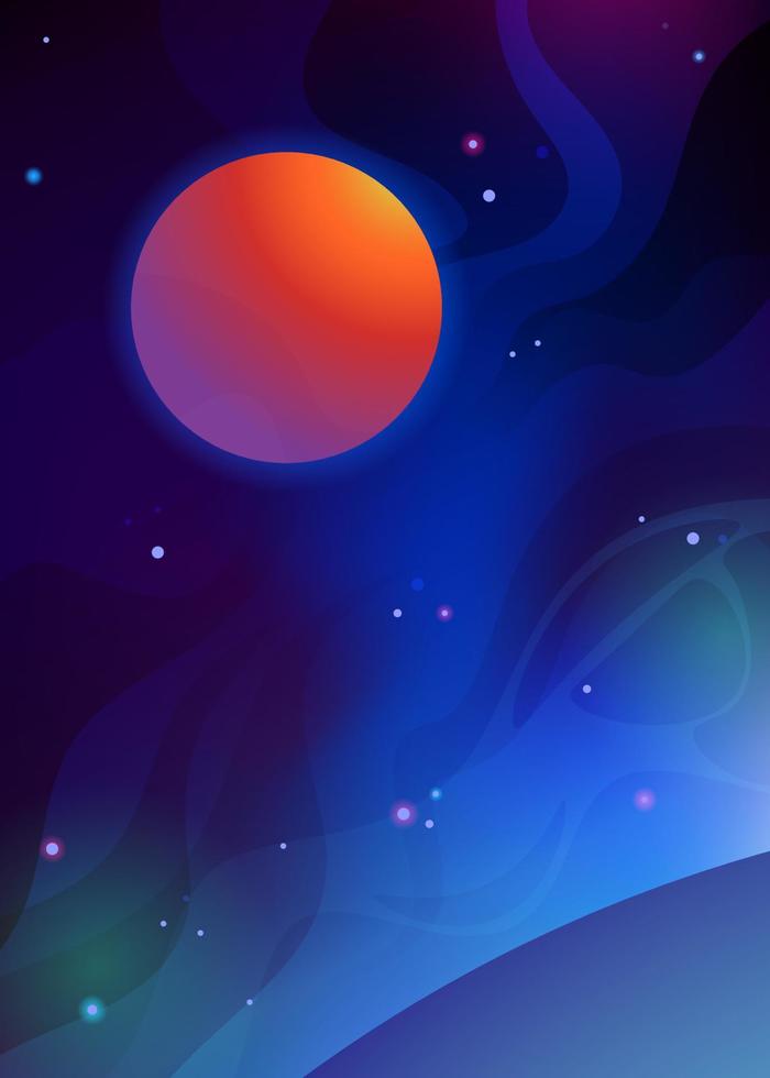 Space and planet background. Planet and stars in dark space. Vector colorful illustration.