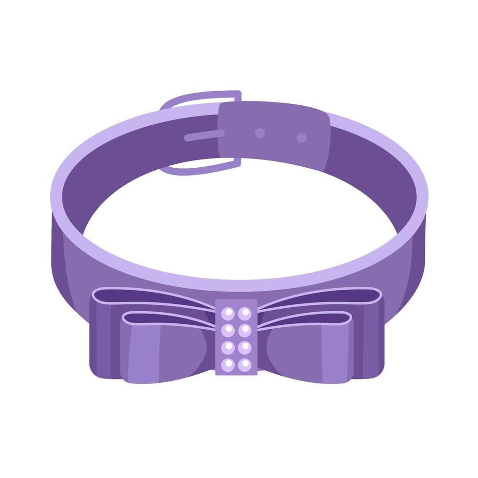 collar morado para perros o gatos. decoración para un cachorro o gatito. lazos de pedrería. suministros para mascotas en una tienda de mascotas vector