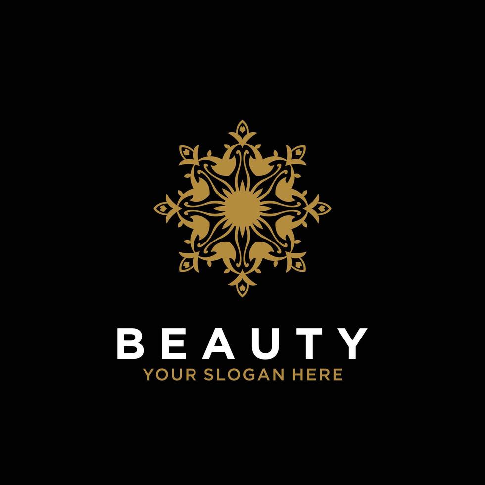 Luxury mandala line design art beauty gold flower abstract vector logo