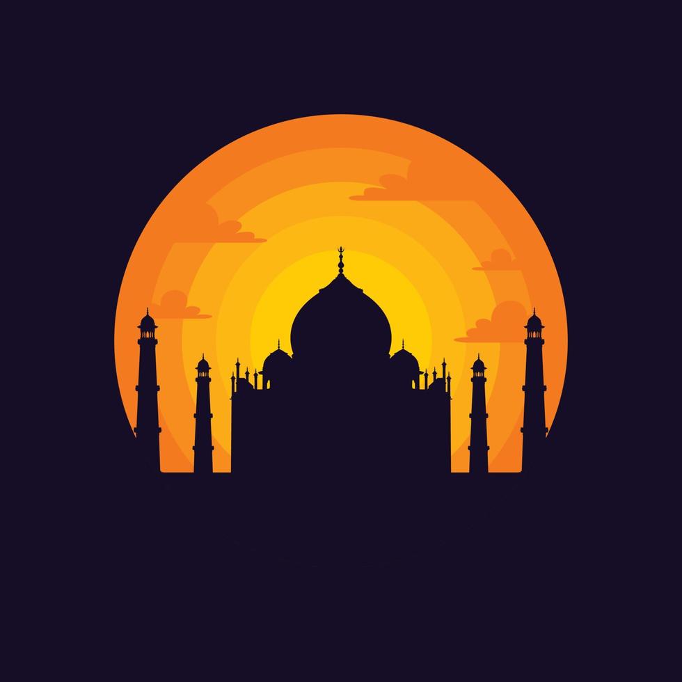 Vector illustration of Indian Taj Mahal scenery