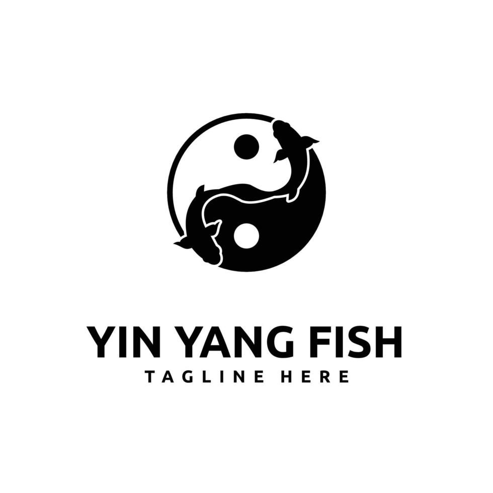 diseño de logotipo de pez yin yang para logotipo de pez ornamental o emblema de etiqueta de icono de vector de logotipo de empresa comercial