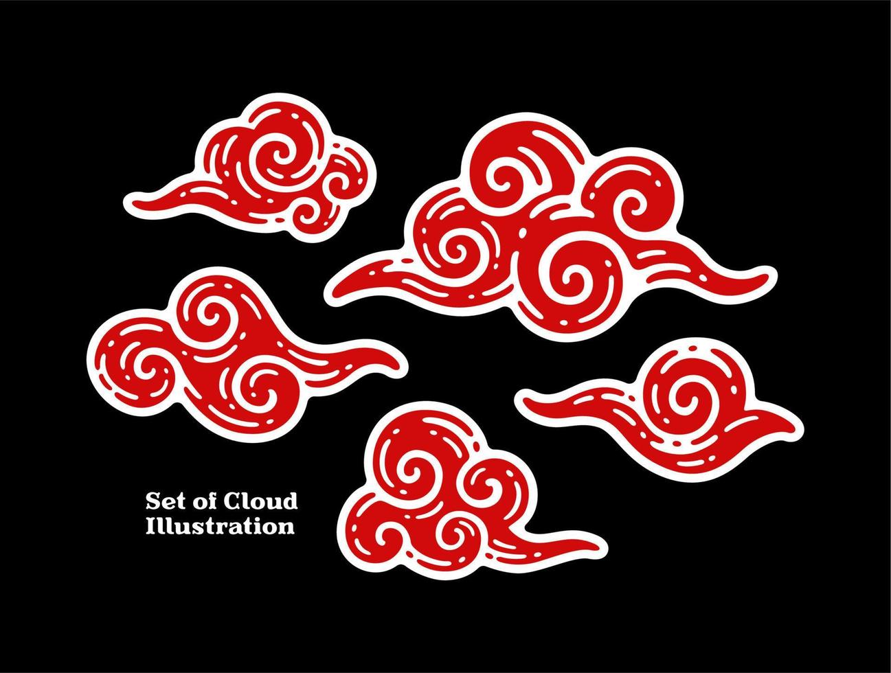 set illustration of clouds in China vintage design vector