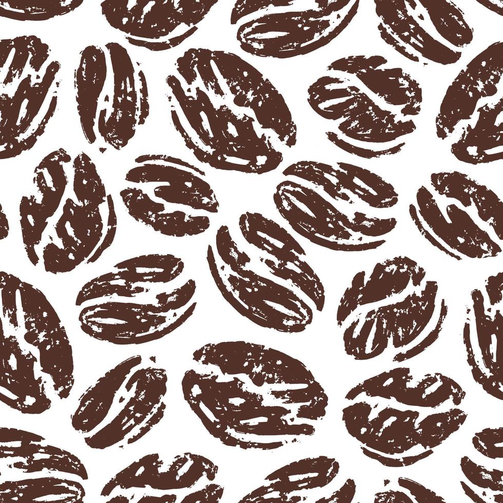 Seamless pattern of coffee beans in doodle sketch design vector