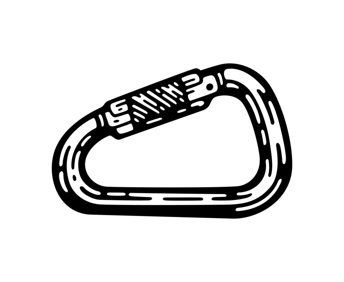 Carabiner vintage concept in monochrome style isolated vector illustration