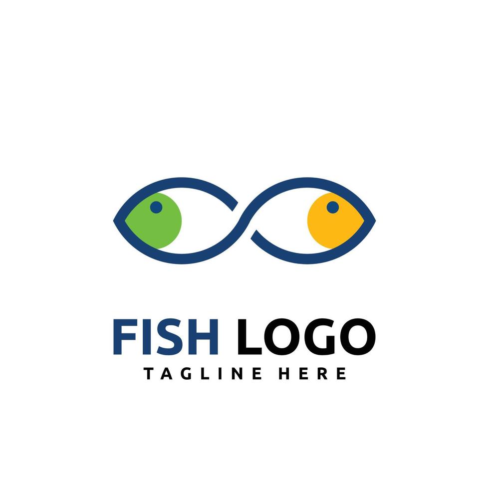 Twin fish logo design for fresh seafood or business company logo vector logo icon label emblem