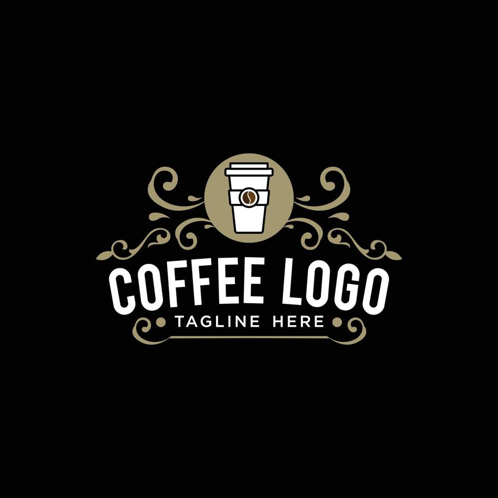 Vintage coffee logo design for shop, coffee shop, restaurant, label, and cafe business company vector