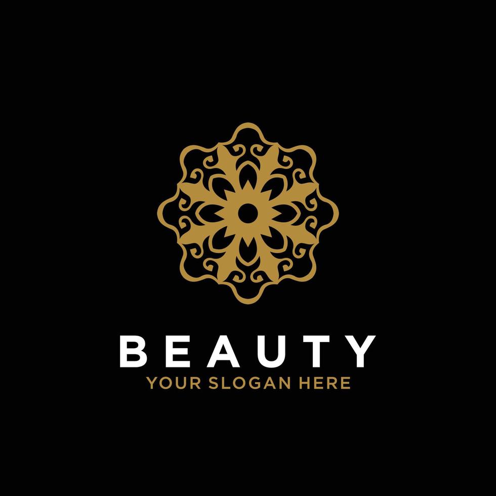 lujo mandala línea diseño arte belleza oro flor abstracto vector logo