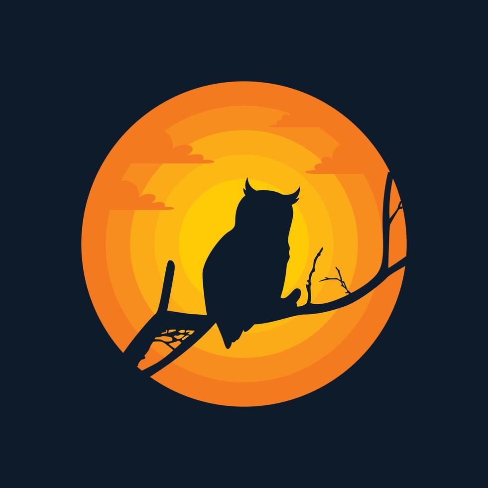 Owl scenery vector illustration