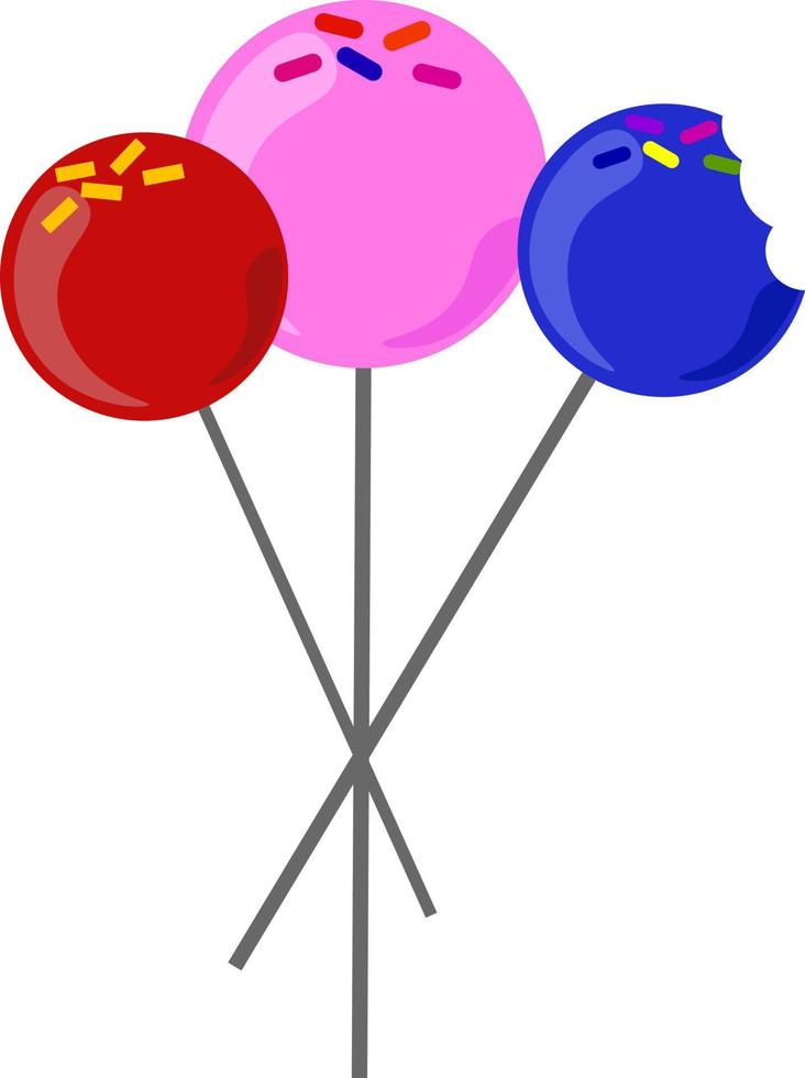 Cake pops, illustration, vector on white background.