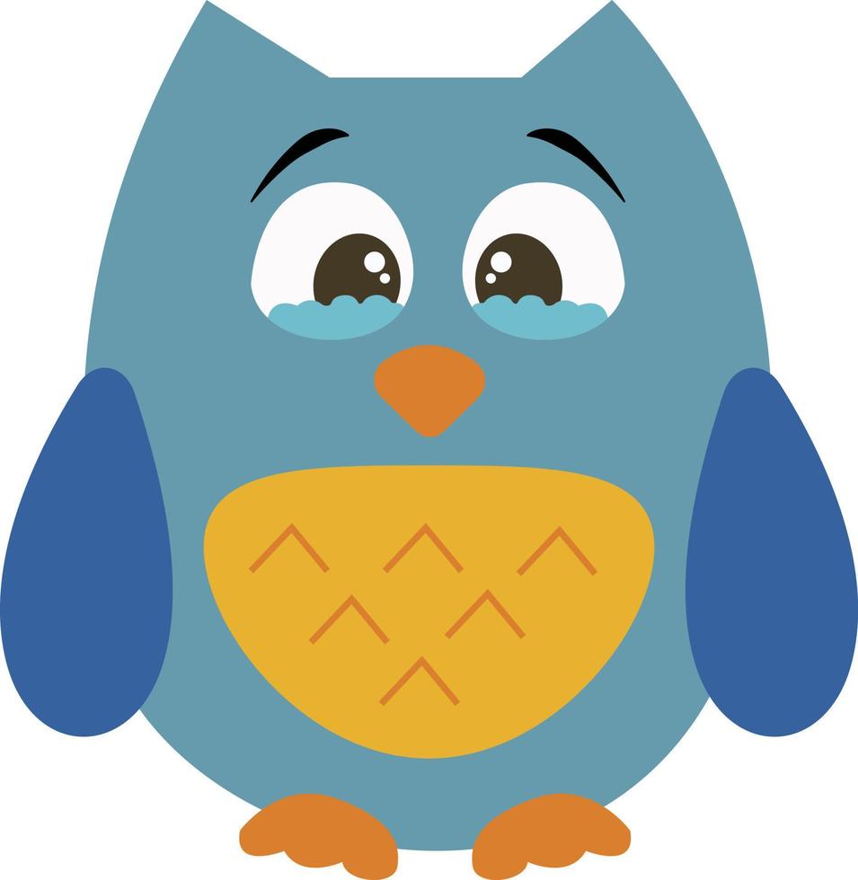 Sad owl, illustration, vector on white background.