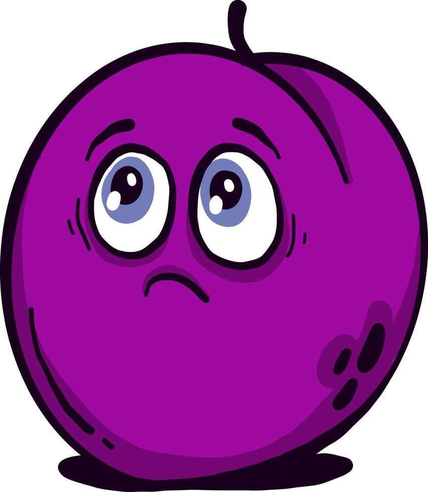 Sad plum, illustration, vector on a white background.