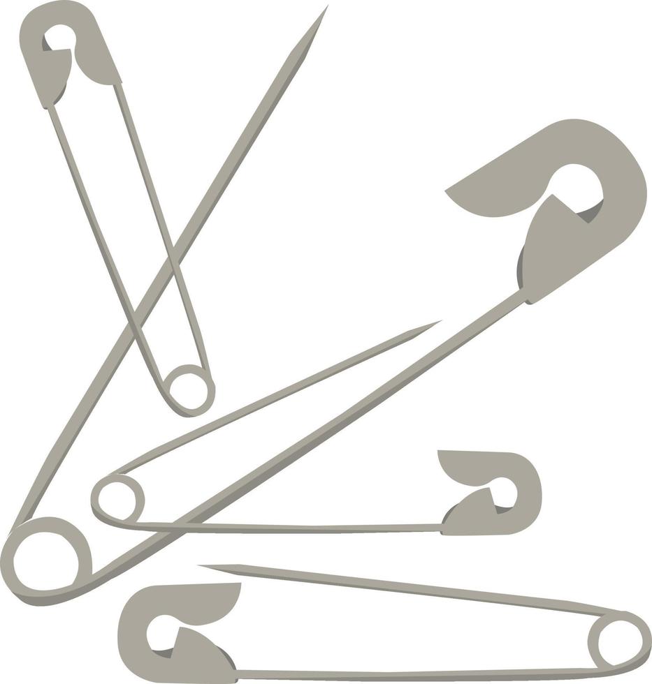 Safety pins, illustration, vector on white background