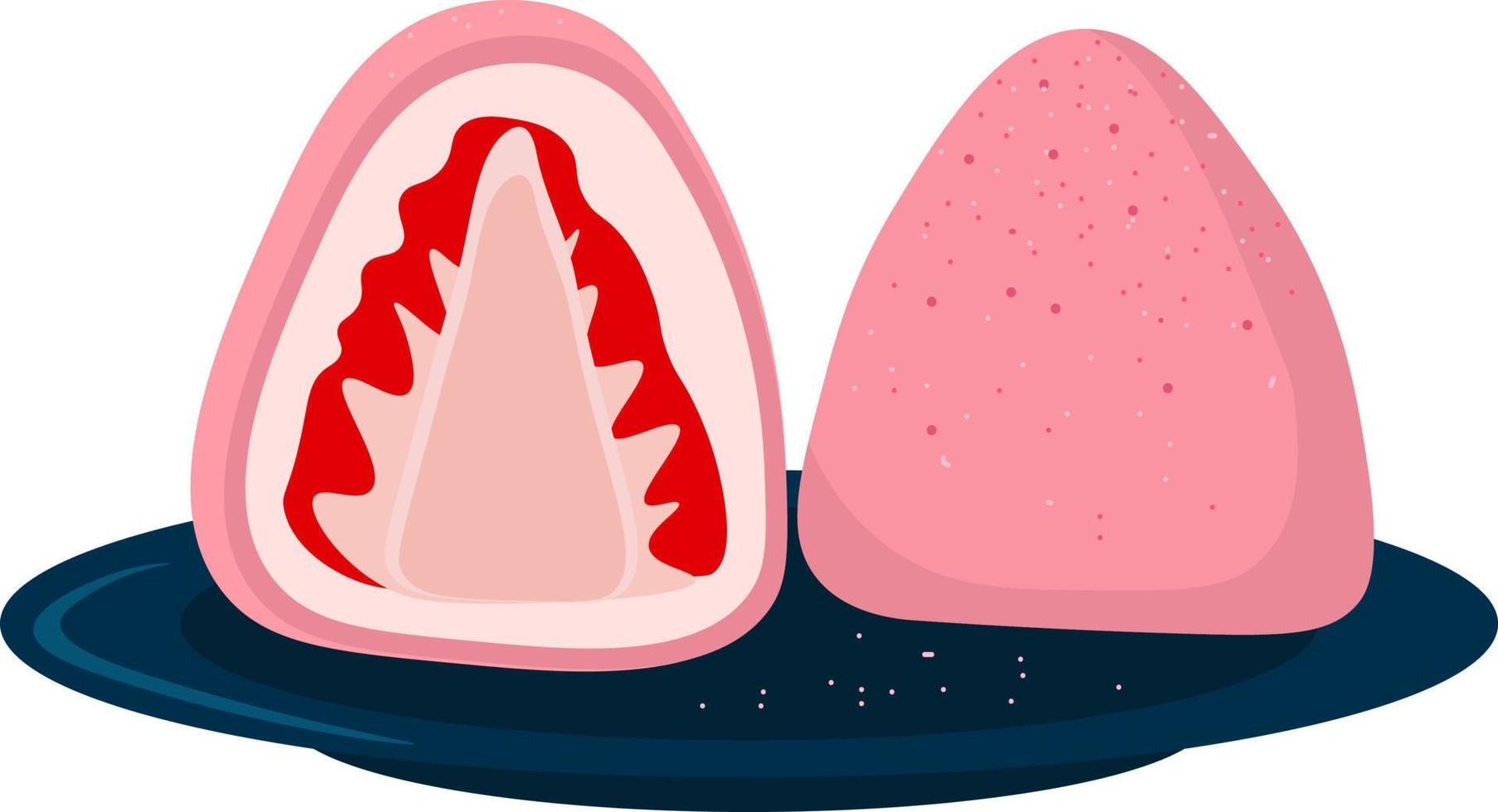 Strawberry mochi, illustration, vector on white background