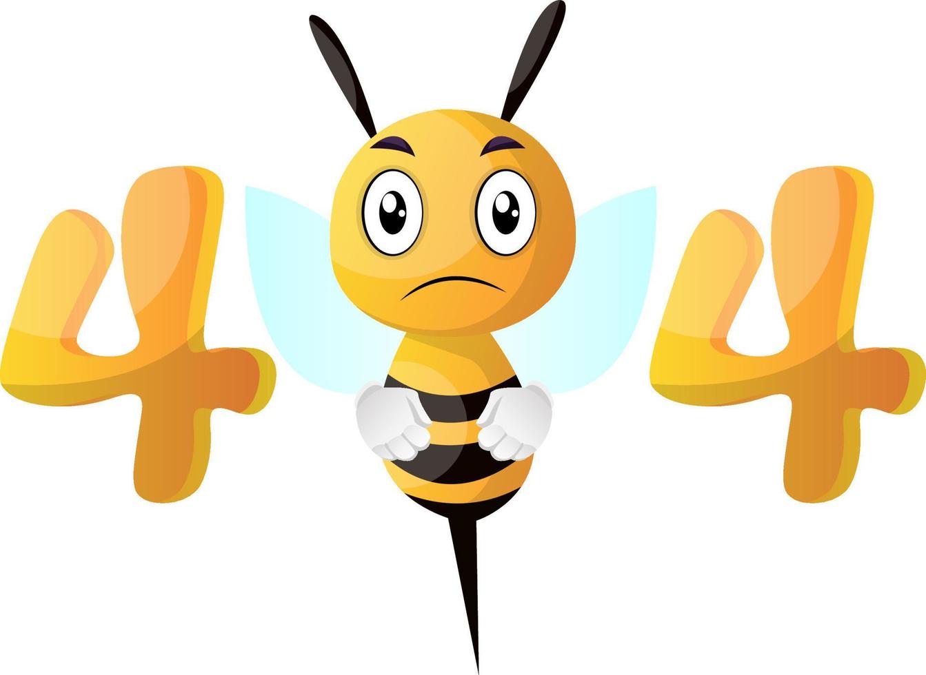 Yellow sad bee, illustration, vector on white background.