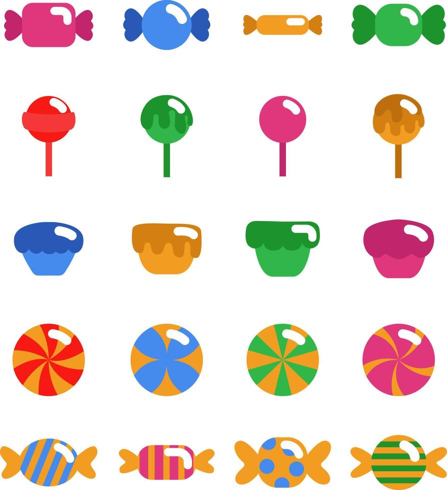 Colorful sweets, illustration, vector on a white background.