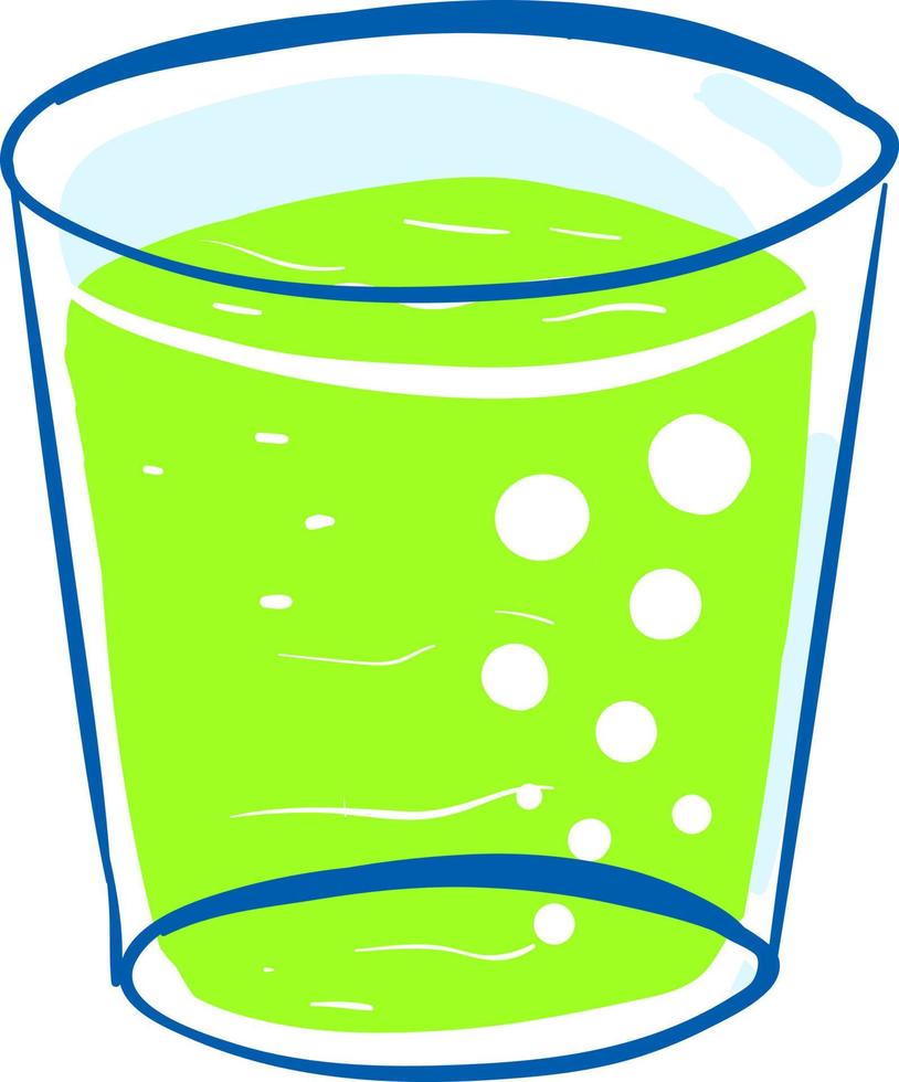 Green juice in glass, illustration, vector on white background.