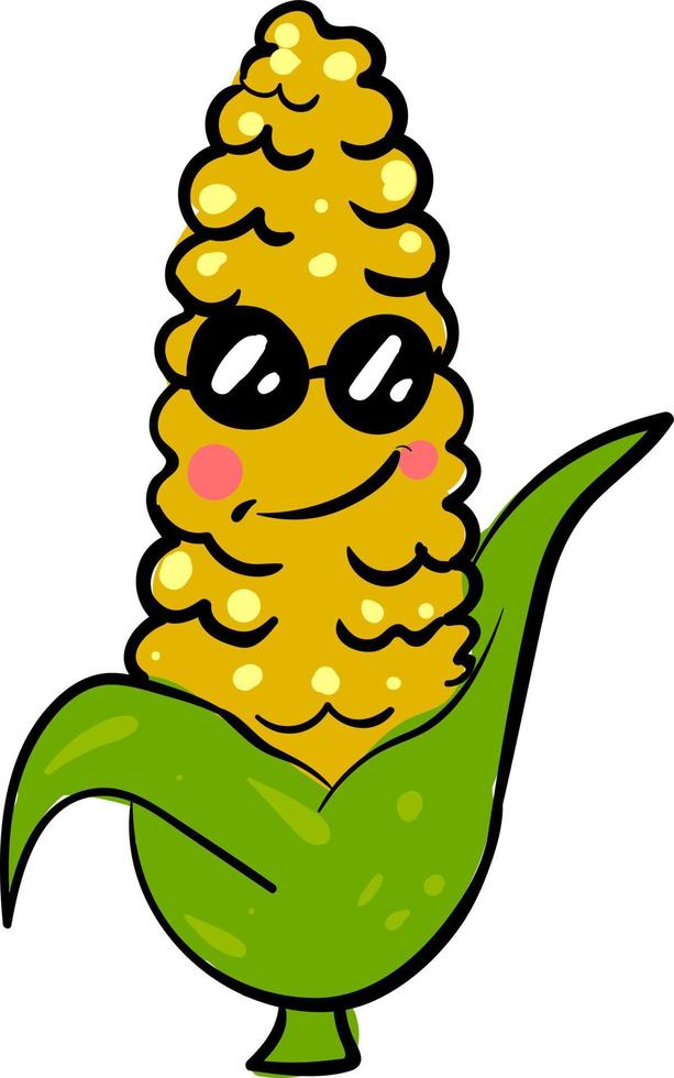 Cool corn, illustration, vector on white background.