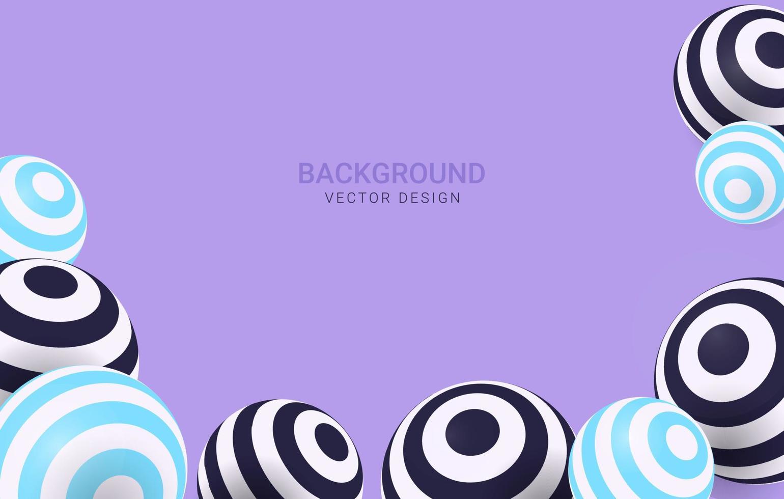 Striped spheres. Abstract background with 3d geometric shapes. Modern cover design. Ads banner template. Vector illustration