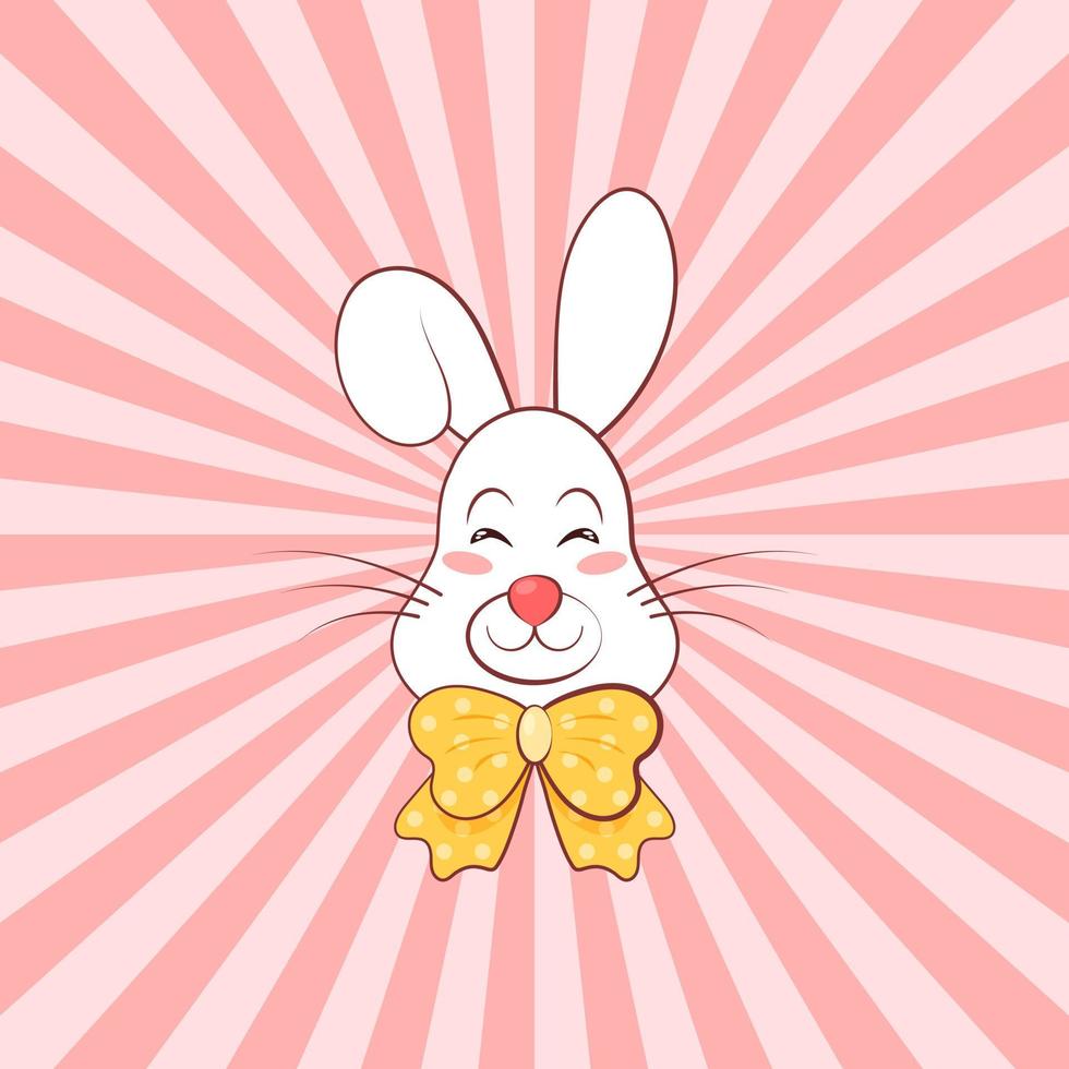 Funny Cartoon Rabbit on Pop Art background. Design concept in Pop art style. Comics rays background. Vector illustration
