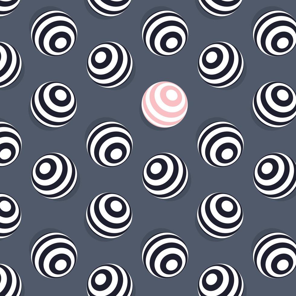 Seamless pattern with decorated spheres on grey background. Pattern for prints, textile and decorating. Vector illustration