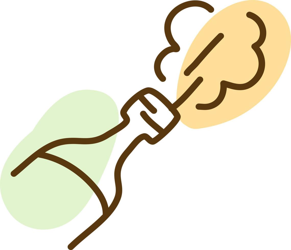 Opening champagne bottle, illustration, vector on a white background.