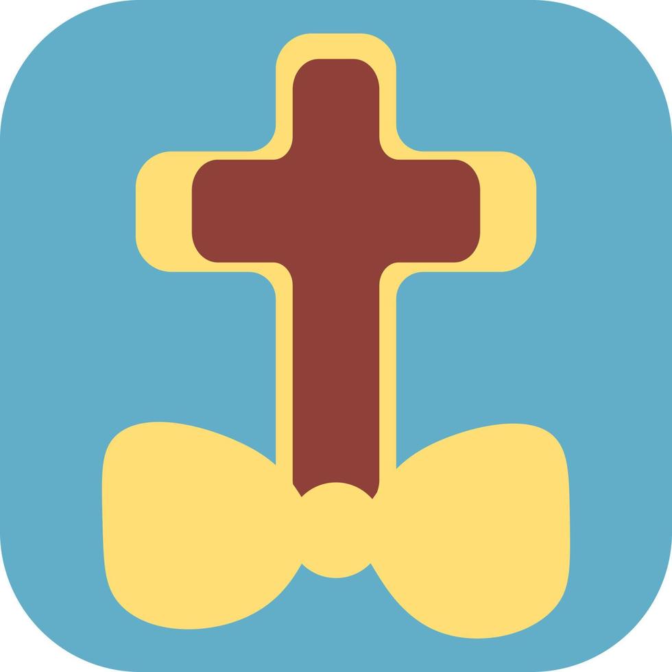 Cross with yellow bow, illustration, vector on a white background.